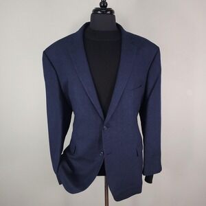 Jos A Bank Blazer Mens 54 Regular Navy Tailored Fit Wool Linen 2 Button Jacket